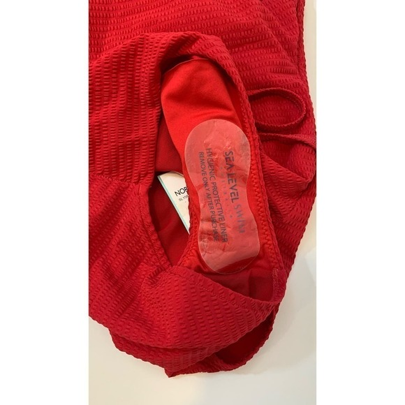 Sea Level Swim Red One Piece Swim Suit Sz 4 Belted One Shoulder Unused With Tags - Picture 4 of 7